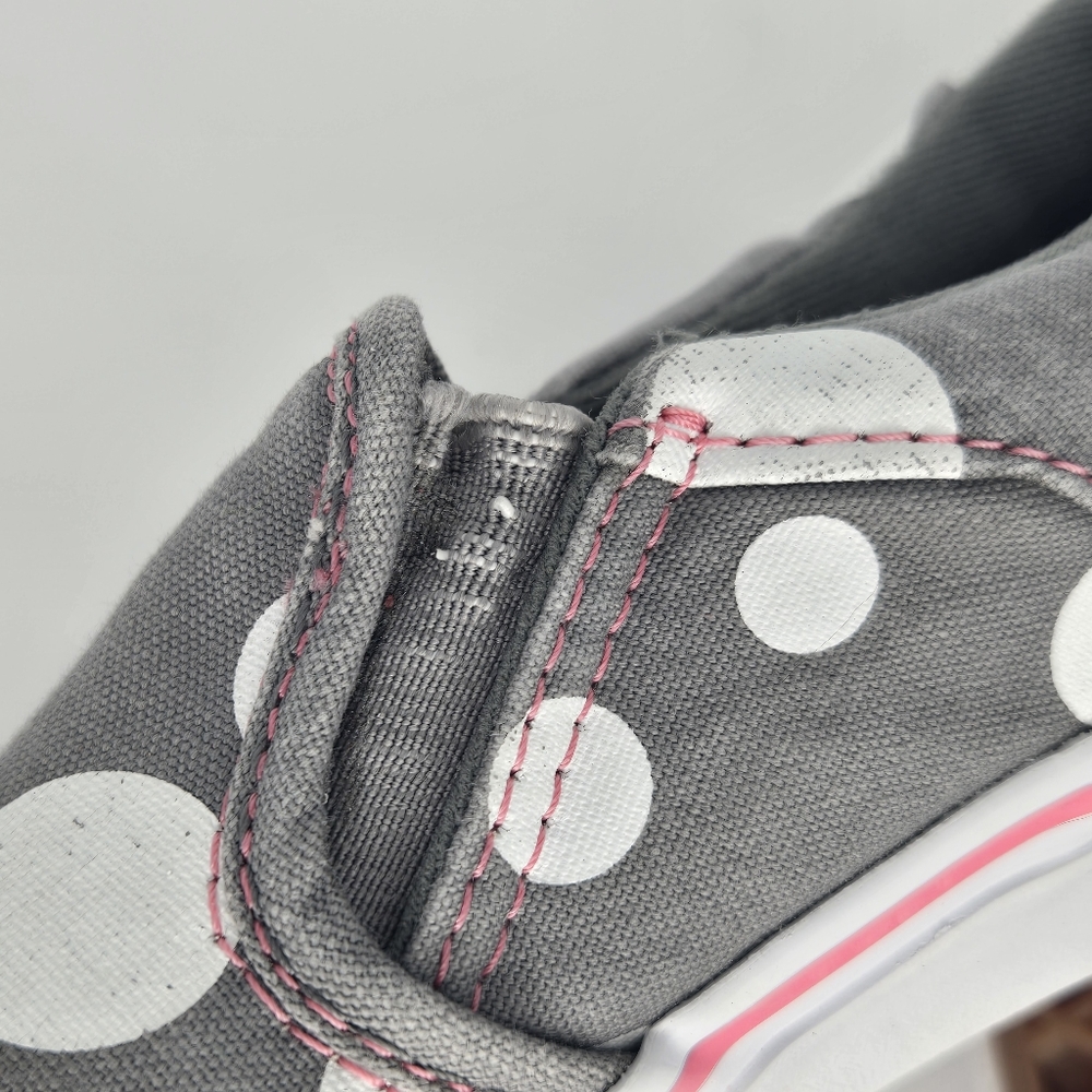 VANS Slip‎ On sneakers polka dot gray white Missy 5 women's 6.5 pink trim - Picture 4 of 9